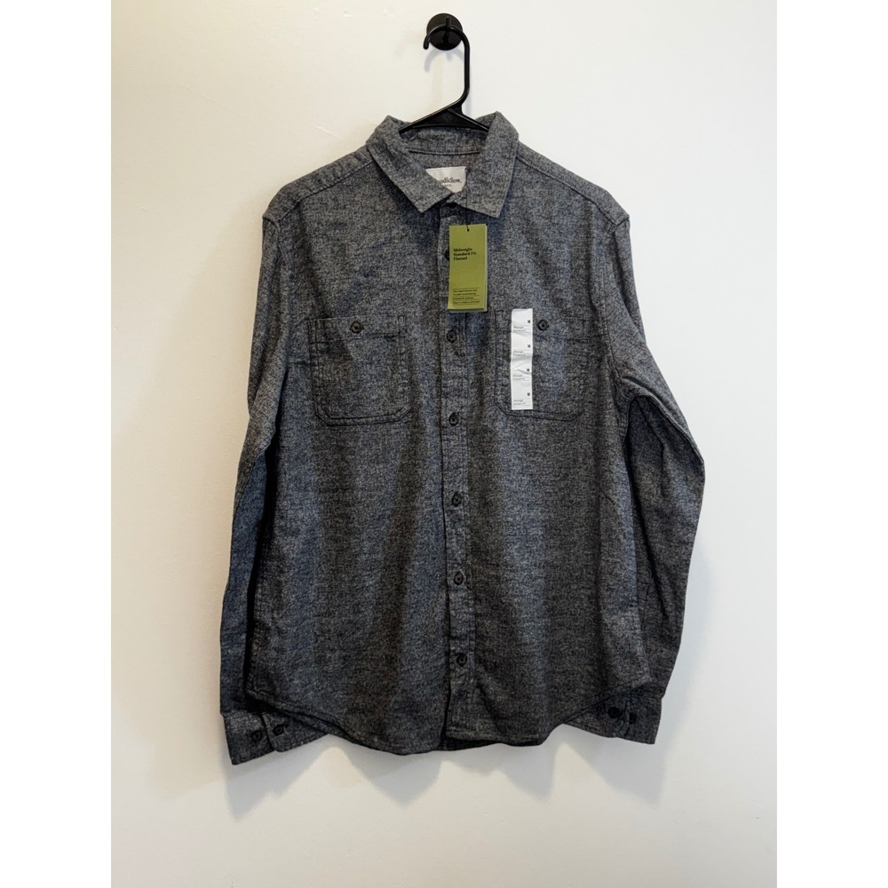 Goodfellow & Co Men Midweight Standard Fit Flannel Shirt Gray Charcoal Heather M